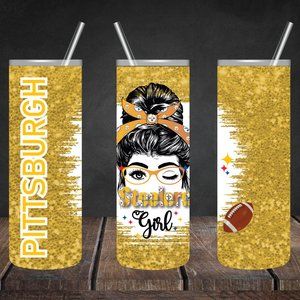 Pittsburgh Steelers Girl 20oz Stainless Steel Skinny Tumbler